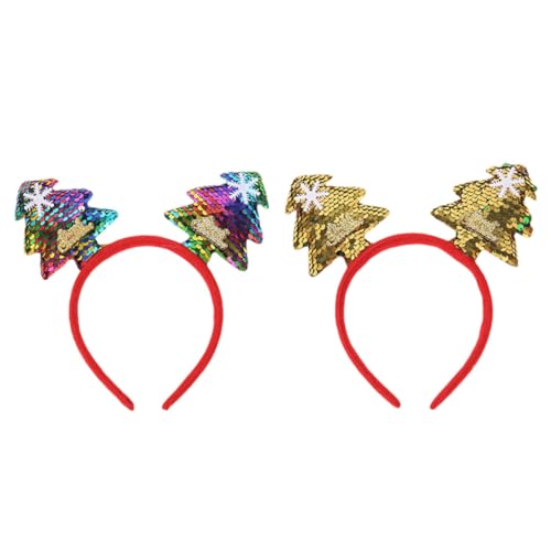 GARIOUANS 2 Stück Weihnachtlicher Haarschmuck mit Kreativen Leichten Weihnachtsbaum Haarreifen für Festliche Partydekoration und Familienfotos an Weihnachten von GARIOUANS