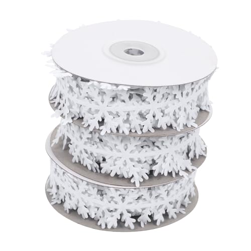 GARIOUANS 2 Stück Weihnachtsdeko Geschenkband Teiliges Schneeflocken Motiv Weißes Geschenkband Vielseitig für Geschenkverpackung Partydekoration DIY Ornamente aus Hochwertigem Vliesstoff von GARIOUANS