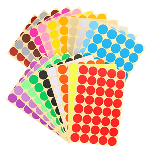 GARIOUANS 20 Blatt Bunte Punktaufkleber Selbstklebende Runde Etiketten für Organisation Basteln und Markierung für Büro und Zuhause von GARIOUANS