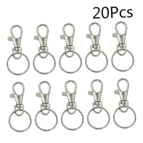GARIOUANS 20 Sätze Teiliges Große Abnehmbare Schwenk Karabinerhaken Schlüsselanhänger mit Schlüsselringen Silberfarben Robust für DIY Schmuck und Schlüsselbund Zubehör GARIOUANS 20 Sätze Teiliges Große Abnehmbare Schwenk Karabinerhaken Schlüsselanhänger mit Schlüsselringen Silberfarben Robust für DIY Schmuck und Schlüsselbund Zubehör von GARIOUANS