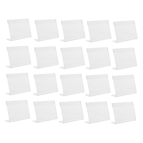 GARIOUANS 20 Stück Acryl Preisschildhalter Förmiger Transparenter Etikettenständer Stabil für Supermarkt Kühlschrank Regal Platzsparend Wiederverwendbar für Verkaufsdisplay von GARIOUANS