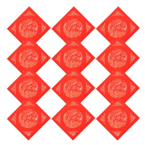 GARIOUANS 20 Stück Batik Gefärbtes Rotes Xuan-papier Chinesisches Kalligraphiepapier für Frühlingsfest Chunlian Handgeschriebenes Leeres Übungspapier mit Fu-motiv Traditionelle Technik von GARIOUANS