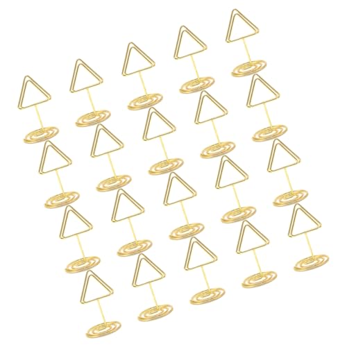 GARIOUANS 20 Stück Dreieckige Memohalter Für Esszimmertisch Esstisch Weihnachten Fotohalter Goldene Tischkartenhalter Lebensmittel Namenskarten Für Buffet Fotohalter Für Tische von GARIOUANS