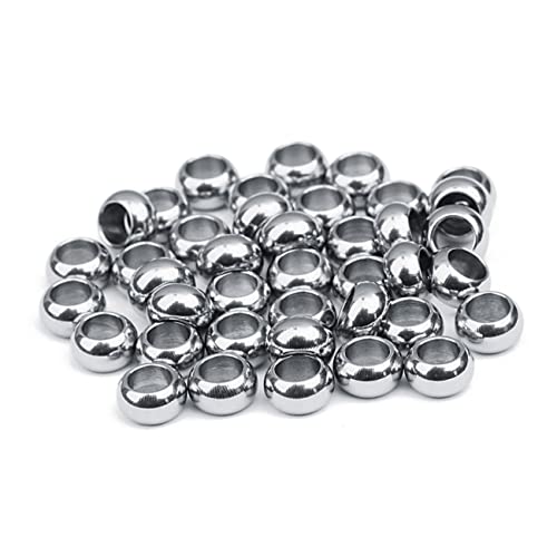 GARIOUANS 20 Stück Große Loch Edelstahlperlen Runde Spacer Beads für DIY Schmuck Armband Halskette und Ohrringe Durchmesser Loch Bastelzubehör für Schmuckliebhaber von GARIOUANS