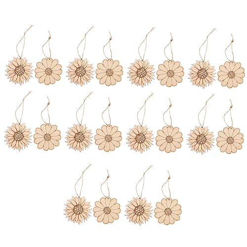 GARIOUANS 20 Stück Holzblumen Dekoration Blumenscheiben Natürlichem Holz für DIY Bastelprojekte für Wreaths und Home Decor von GARIOUANS