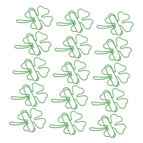 GARIOUANS 20 Stück Irische Büroklammern Niedliche Vierblättrige Lesezeichen für Patrick Day Dekoration für Büro und Dokumente Fantasievolle Clips für Kreative Bastelprojekte von GARIOUANS