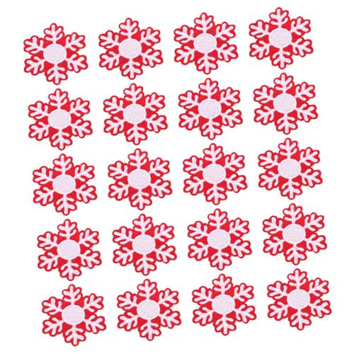 GARIOUANS 20 Stück Schneefleck Schneeflocken-Stickset Weihnachten Patch zum Aufnähen Schneeflockenflicken aufbügeln Stoffabzeichen Schneeflocken-Applikationen zum Aufbügeln Stickgarn von GARIOUANS