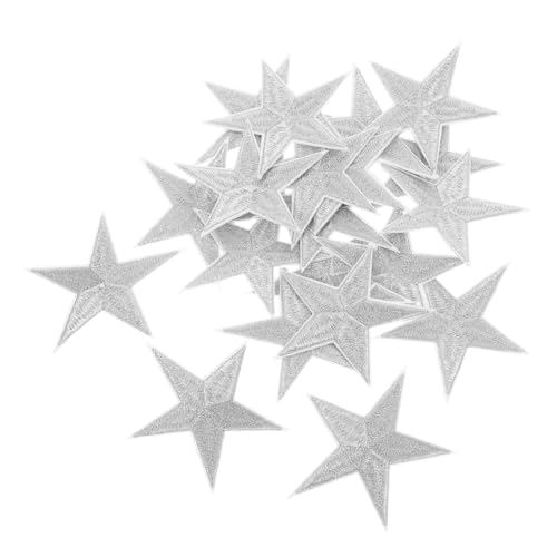 GARIOUANS 20 Stück Silberfarbene Stern Bügelaufnäher Bestickte Stern Patches zum Aufnähen oder Aufbügeln für Kleidung Rucksäcke Jacken Hüte und DIY Dekoration von GARIOUANS