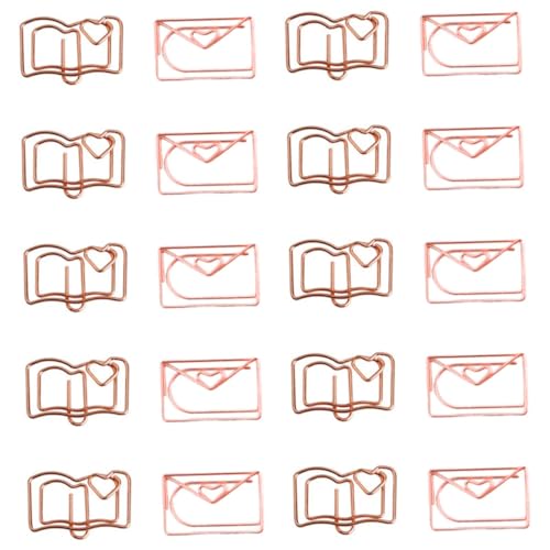 GARIOUANS 20 Stück Teiliges Büroklammern in Buch und Umschlagform Roségoldfarbene Papierklammern mit Starker Haltekraft Langlebig und Vielseitig für Dokumente Fotos Briefe und GARIOUANS 20 Stück Teiliges Büroklammern in Buch und Umschlagform Roségoldfarbene Papierklammern mit Starker Haltekraft Langlebig und Vielseitig für Dokumente Fotos Briefe und von GARIOUANS