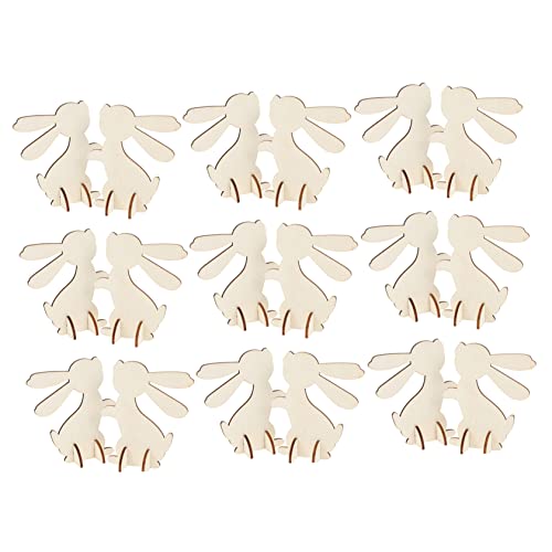 GARIOUANS 20 Stück Teiliges DIY Holz Ostern Hasen Figuren zum Bemalen Hohe Holzdeko für Osterparty Kinderfreundliches Bastelmaterial Sichere Osterhasen Deko für Kreative Familiengestaltung von GARIOUANS