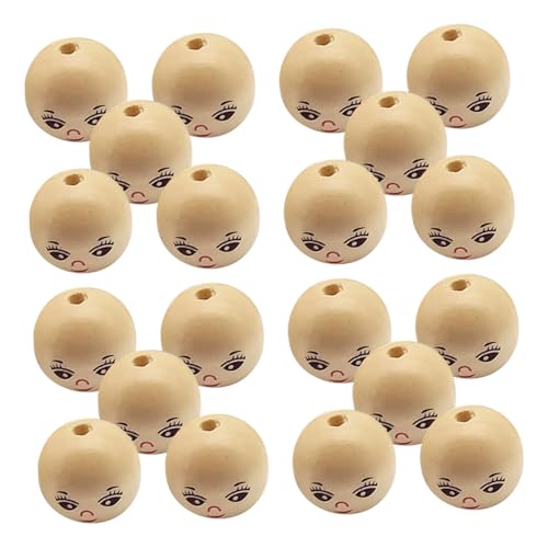 GARIOUANS 20 Stück Teiliges Holzkugeln mit Lachendem Puppenkopf Naturfarbene Lose Holzperlen DIY Schmuckzubehör für Mädchen für Armbänder Schlüsselanhänger und Dekorationen GARIOUANS 20 Stück Teiliges Holzkugeln mit Lachendem Puppenkopf Naturfarbene Lose Holzperlen DIY Schmuckzubehör für Mädchen für Armbänder Schlüsselanhänger und Dekorationen von GARIOUANS