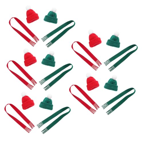 GARIOUANS 20 Stück Teiliges Mini Strickmütze und Weihnachts Schal Set Winzige Weihnachtsmützen mit Rot Grünem Design Vielseitig für DIY Basteln Puppen Flaschen Geschenke Festliche von GARIOUANS