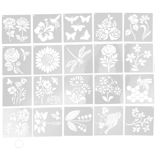 GARIOUANS 20 Stück Teiliges Schablonen für Kreative Malerei aus Robustem Pet Wiederverwendbare Glatte DIY Malschablonen mit Blumen Pflanzenmotiven für Wandbemalung Möbel und Bastelarbeiten von GARIOUANS