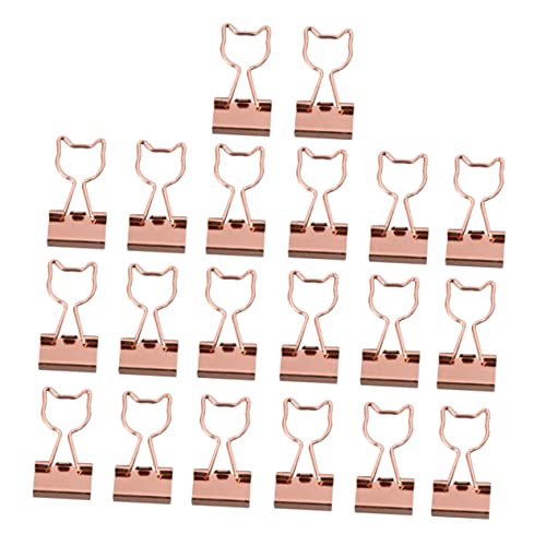 GARIOUANS 20 Stück Teiliges Set Praktische Metall Binderclips für Bürobedarf Multifunktionale Büroklammern Roségold mit Katzenmotiv Organisieren von Dokumenten Dateien und Notizen von GARIOUANS
