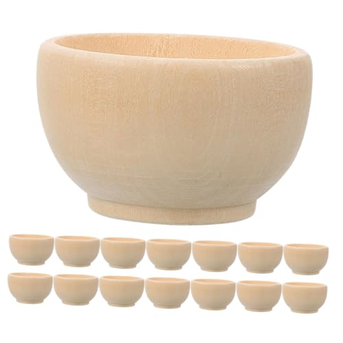 GARIOUANS 20 Stück kleine Holzschale DIY Holzschüssel für basteln DIY-Ornamente zum Bemalen Holzornament Mädchen Bastelschüssel Malen Sie Ihre eigenen Ornamente Snackschalen Beige von GARIOUANS