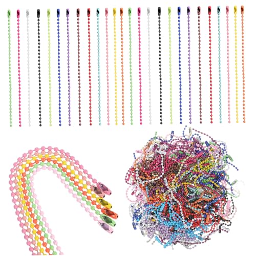 GARIOUANS 200 Stk. Bunte Metall Kugelketten mit Steckverbindern Stabile Bead Chains für Schlüsselanhänger Schmuck DIY Basteln Farben von GARIOUANS