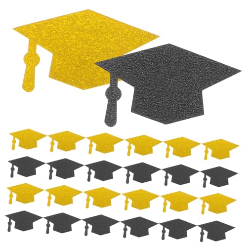 GARIOUANS 200 Stück Arzt Hut Dekoration Schule Abschluss Hochzeit Party Gold Konfetti Kappen Grad Tisch Kernstück Dekorationen Junggesellin Silver von GARIOUANS