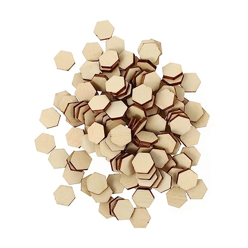 GARIOUANS 200 Stück Holz Sechseckige Stücke Buchenholz DIY Bastelmaterial für Hochzeit Geburtstag und Weihnachten Ornamente für Kreative Handarbeiten von GARIOUANS