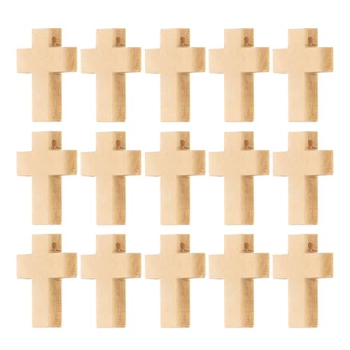 GARIOUANS 200 Stück Kleine Holzkreuz Anhänger Naturbelassen Vintage Design Leichte Holzperlen für Schmuckherstellung DIY Basteln Armbänder Halsketten und Osterdeko Rustikaler Charme für von GARIOUANS