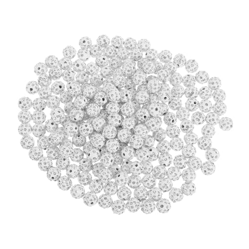GARIOUANS 200 Stück Shamballa Strassperlen Weiß Glänzend Runde Clay Disco Kugel Perlen für Schmuckherstellung DIY Armband Halskette Ohrringe Handgemacht GARIOUANS 200 Stück Shamballa Strassperlen Weiß Glänzend Runde Clay Disco Kugel Perlen für Schmuckherstellung DIY Armband Halskette Ohrringe Handgemacht von GARIOUANS