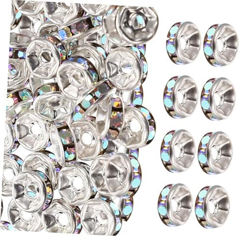 GARIOUANS 200 Stück Spacer Perlen Rondelle Strass Inlay Schmuckzubehör für Armbänder DIY Basteln Bunte Zwischenperlen Leichte Spacer Beads für Halsketten und Dekorationen von GARIOUANS