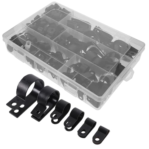 GARIOUANS 200 Stück Teiliges Nylon Kabelclips Robuste Schwarze P Klemmen zur Kabelführung Vielseitig Einsetzbar für Kabel Leitungen mit Praktischem Aufbewahrungskoffer Einfache Montage von GARIOUANS