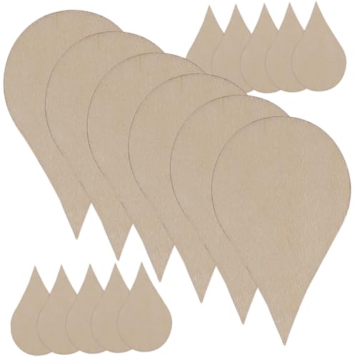 GARIOUANS 200 Stück Wasser Tropfen Holzscheiben Blank Holzplatten zum Bemalen DIY Bastelmaterial Naturholz für Kreative Handwerksprojekte Dekoration Wohnzimmer Fenster Tisch von GARIOUANS