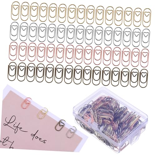 GARIOUANS 200 Teiliges Herz Papierklammern aus Metall Kleine Bunte Büroklammern in Gold Silber Gunmetal Roségold Dekorative und Stabile Klammern für Büro Basteln Karten und Fotos von GARIOUANS