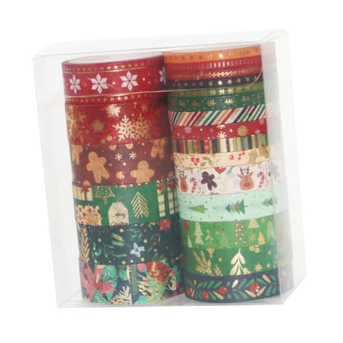 GARIOUANS 21 Rollen Teiliges Weihnachts Washi Tape Festliche Scrapbooking Klebebänder mit Goldfolie Langlebige DIY Dekoration für Planer Journaling und Geschenkverpackung Kindgerecht und von GARIOUANS