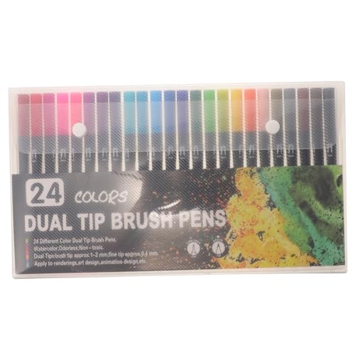 GARIOUANS 24 Stück Dual Tip Marker Pens für Wasserbasierte Malstifte für Kunstprojekte Holz Stoff und Ergonomisches Design für Einfaches Malen und Zeichnen von GARIOUANS