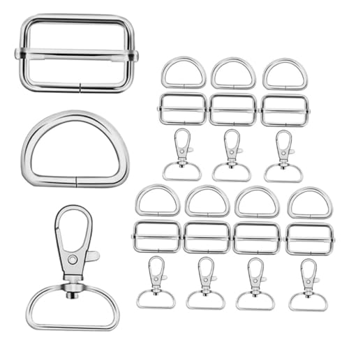 GARIOUANS 24 Stück Metall Schlüsselanhänger Gleitringschnalle Schlüsselanhänger Ring Clips Drehverschlusshaken Metall D Ring Verbindungsschnallen D Ring Metallschnalle von GARIOUANS