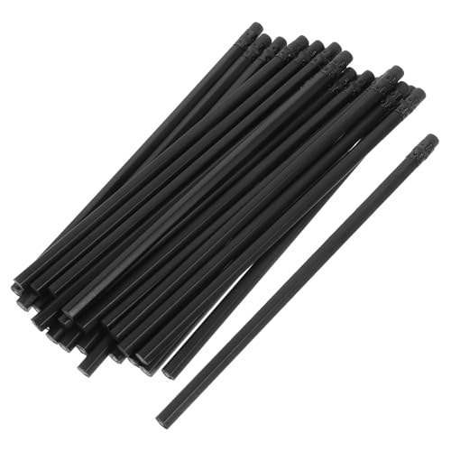GARIOUANS 24 Stück Teiliges Lange Schwarze Holzbleistifte mit Radiergummi Ergonomisch für Schule Büro Zeichnen Skizzieren Erwachsene von GARIOUANS