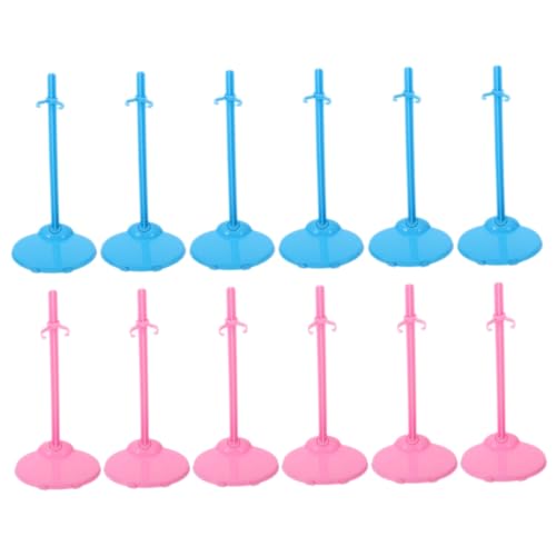GARIOUANS 24 Stück Teiliges Puppenständer Stabilem Kleine Halterungen für Puppen und Actionfiguren rutschfeste Displayständer in Blau und Rosa für Sammler und Vitrinen von GARIOUANS