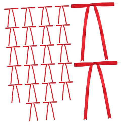 GARIOUANS 24 Stück langer -T-Knoten binden Eisstockschießen Taschen kleine Bögen zum Basteln Stoff Twist -Krawattenbögen für Partybevorzugungen Bogendekorationen Polyester rot von GARIOUANS