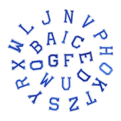 GARIOUANS 26 Stück Teiliges Bügelbilder Buchstaben Patches Dunkelblau Bestickte Applikationen für Kleidung DIY Reparatur Taschen Hüte Schuhe Geeignet von GARIOUANS