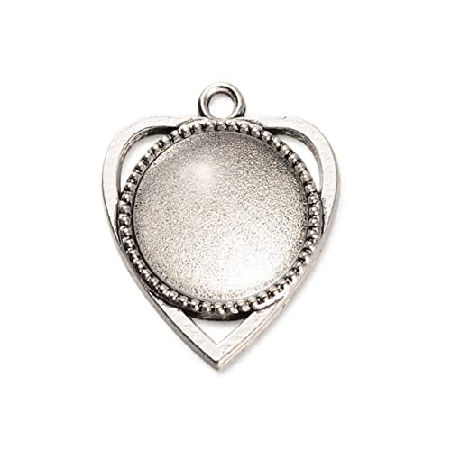 GARIOUANS 2er Pack Pack DIY Retro Schmuck Anhänger Zubehör Herz Rund Bezel Pendants mit Patch Kit für Basteln Antik Silber für Schmuckherstellung GARIOUANS 2er Pack Pack DIY Retro Schmuck Anhänger Zubehör Herz Rund Bezel Pendants mit Patch Kit für Basteln Antik Silber für Schmuckherstellung von GARIOUANS
