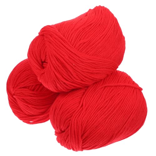 GARIOUANS 3 Rollen Baumwollgarn zum Häkeln und Stricken Weiches Hautfreundliches DIY Garn für Vielseitige Handarbeiten Reißfestes Crochet Yarn in Kräftigem Rot für Kreative Projekte von GARIOUANS
