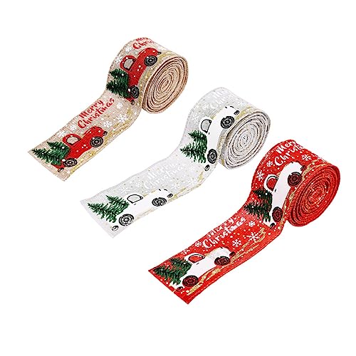 GARIOUANS 3 Rollen Weihnachtsdekoratives Geschenkband mit Kreativen Weihnachtsmotiven pro Buntes Schleifenband für Geschenkverpackung Party und Basteldekoration von GARIOUANS