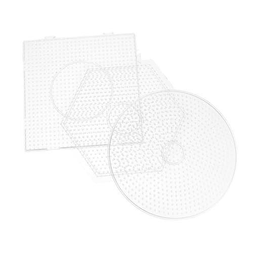 GARIOUANS 3 Stück Bügelperlen Steckplatten Transparente Kunststoff Vorlagen für DIY Bastelarbeiten Fördert Kreativität und Handfertigkeit von GARIOUANS