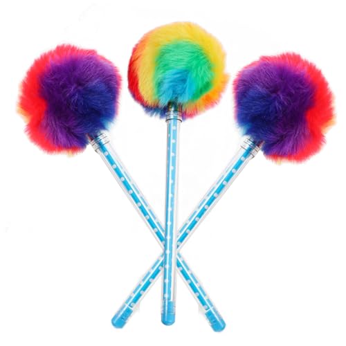 GARIOUANS 3 Stück Fluffy Kugelschreiber Plüsch Pompon Stifte Bunte Kugelschreiber für Schule Büro Schreibwaren für Schüler Wasserfest Schreibend Farbenfroh Zufällige Farbe Zufällige Farbe von GARIOUANS