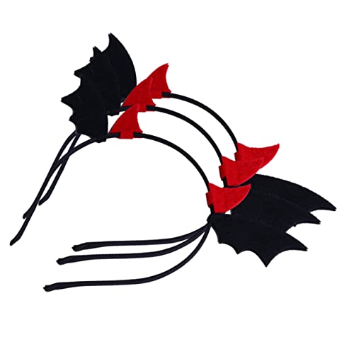 GARIOUANS 3 Stück Kleiner Teufels Hörner Stirnband Halloween-fledermaus-dekorationen Halloween-kopfschmuck Gefälscht Mädchen Dehnbar Schwarz Filzstoff von GARIOUANS