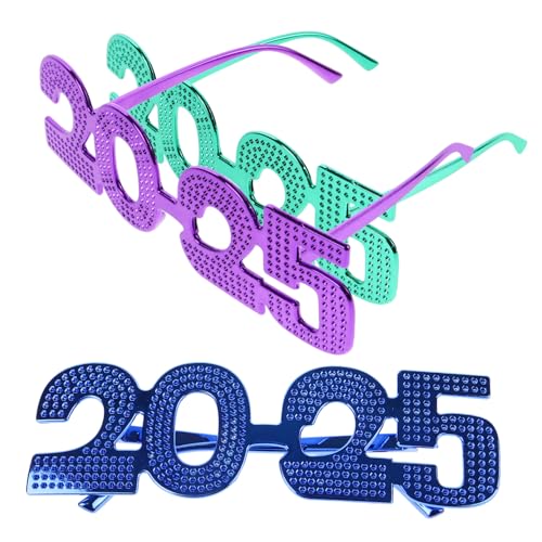 GARIOUANS 3 Stück Neujahrsbrille Partybrillen Glänzend für Silvester Feier Fotoaccessoire Spaßbrillen in Grün Lila Blau GARIOUANS 3 Stück Neujahrsbrille Partybrillen Glänzend für Silvester Feier Fotoaccessoire Spaßbrillen in Grün Lila Blau von GARIOUANS