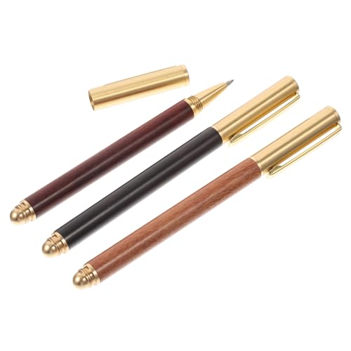 GARIOUANS 3 Stück Teiliges Holz Kugelschreiber Ergonomisch Rutschfest Leicht für Schule Büro Unterschrift Schreibstift mit Großer Tintenfüllung und Deckel GARIOUANS 3 Stück Teiliges Holz Kugelschreiber Ergonomisch Rutschfest Leicht für Schule Büro Unterschrift Schreibstift mit Großer Tintenfüllung und Deckel von GARIOUANS