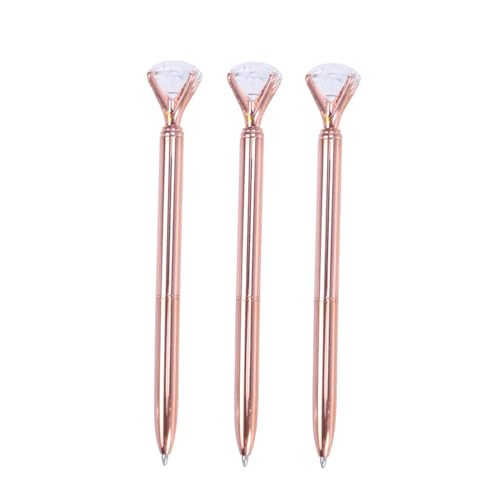 GARIOUANS 3 Stück Teiliges Kugelschreiber mit Großem Diamant Metallisch Langlebig Reibungslos Schreibend Rosegoldfarbene Metallkugelschreiber für Schule Büro GARIOUANS 3 Stück Teiliges Kugelschreiber mit Großem Diamant Metallisch Langlebig Reibungslos Schreibend Rosegoldfarbene Metallkugelschreiber für Schule Büro von GARIOUANS