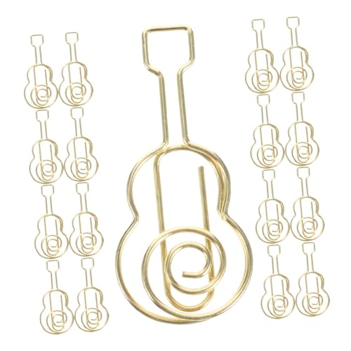GARIOUANS 30 Stück Gitarre Form Büroklammern Goldene Metall Lesezeichen Clips für Dokumente für Musiker und Kreative Bürobedarf Robuste und Vielseitige Verwendung Geschenkidee für von GARIOUANS