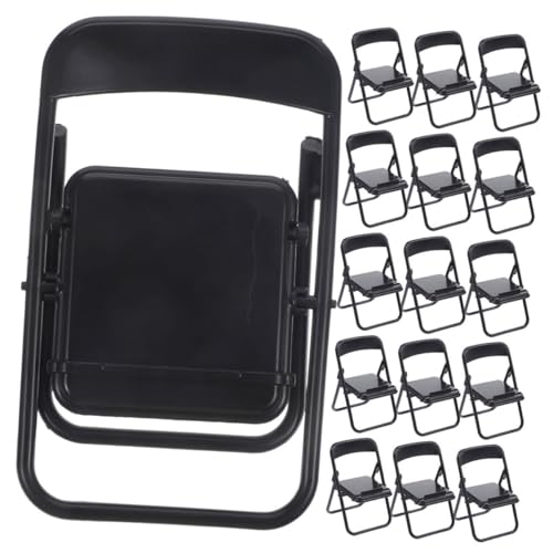 GARIOUANS 30 Stück Handyhalter Mini-Stuhl Miniatur-modellstuhl Miniaturen Mini-klappstuhl Winzige Stuhlstütze Puppenhaus Winziger Klappstuhl Miniatur-puppenstubenmöbel Sitz Plastik Black von GARIOUANS