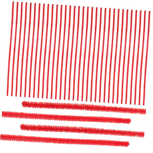 GARIOUANS 300 Stück Chenille Stiele Biegsame Basteldraht Plüschstäbe Dicke Rote Pfeifenreiniger DIY Bastelmaterial Für Kreative Handarbeiten Und Basteln von GARIOUANS