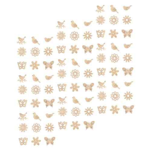 GARIOUANS 300 Stück Vintage Holzblumen und Vogelornamente Handgefertigte DIY Holzdekorationen für Bastelprojekte Vielseitige Natürliche Holzscheiben für Heim und Partydekoration von GARIOUANS