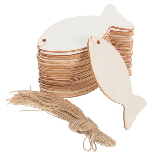 GARIOUANS 32stücke Teiliges Aus Holz-fisch-anhängern Dekorative Holzscheiben Für -projekte Geschenkanhänger Und Tischdeko Für Hochzeiten Und Feste von GARIOUANS