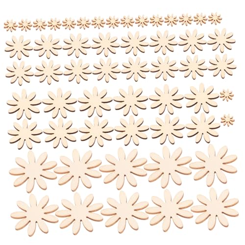 GARIOUANS 350 Stück Mini Holzblumen Formen Unbehandelte Holzblüten Bastelset für DIY Malen Naturholzscheiben Handgefertigte Holzornamente Lernspielzeug Kreative Tischdeko von GARIOUANS